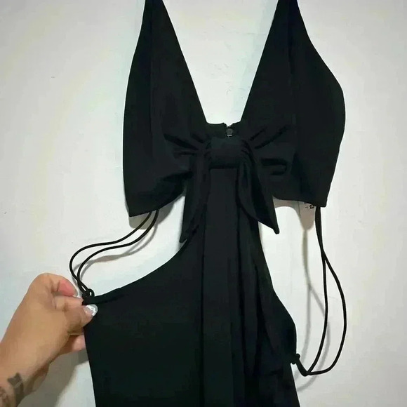 Alice + Olivia Womens Havana Cut-Out Front Tie Wide Leg Jumpsuit Size 10  NWT - Picture 5 of 6